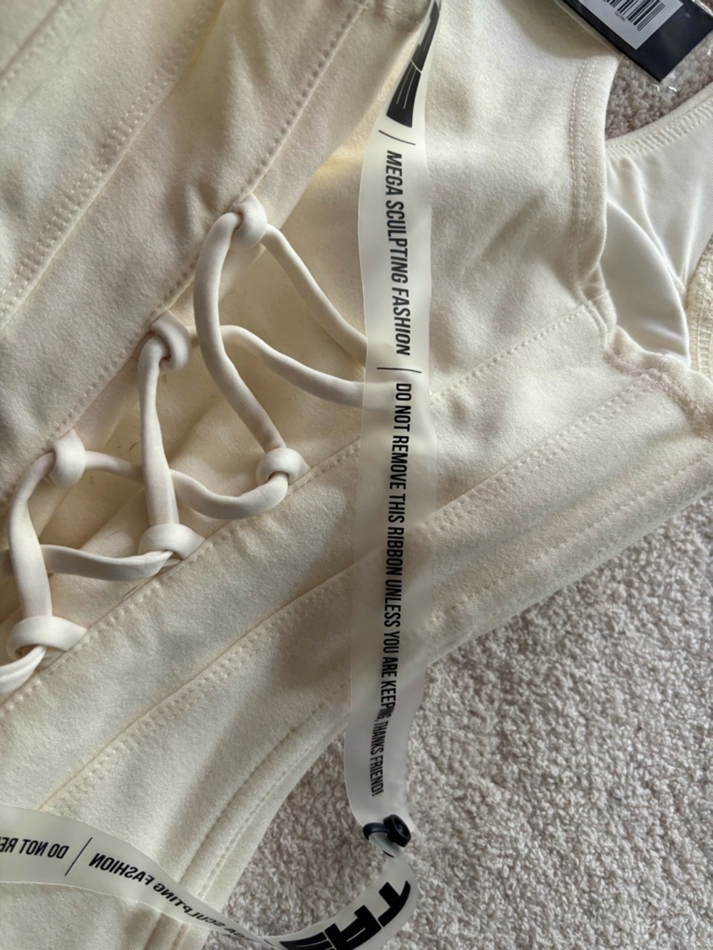 Corsety Ivory Scoopneck Tank TA3 Zip-Front with Lace-up back. - Picture 12 of 12